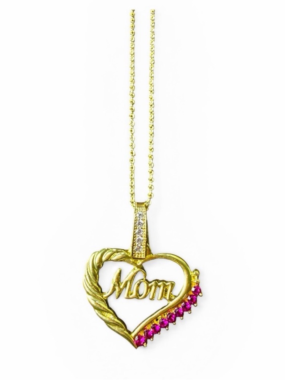 Mom Necklace Fuchsia | Anti Tarnish Mom Necklace Mom keepsake